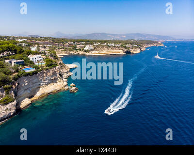 Spain, Mallorca, Palma de Mallorca, Aerial view of Region Calvia and El Toro, Portals Vells Stock Photo