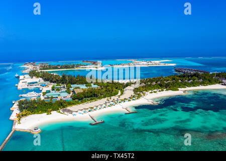 Maledives, South Male Atoll, Olhuveli, aerial view Stock Photo