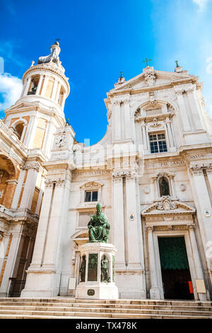 Italy, Marche, Loreto, low angle view of Basilica della Santa Casa, facade Stock Photo