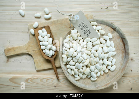 White giant beans on wooden background Stock Photo