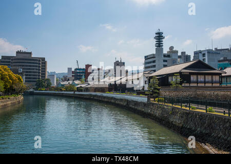 Japan, Nagasaki, Colonial buildings on Dejima man made island in the port of Nagasaki Stock Photo