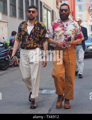 MILANO, Italy: 17 June 2019: Fashion bloggers street style outfits