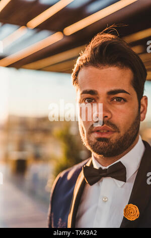 Hipster formal suit tuxedo. Difference between vintage and classic.  Official event dress code. Classic style. Menswear classic outfit. Bearded  man with bow tie. Well dressed and scrupulously neat Stock Photo - Alamy