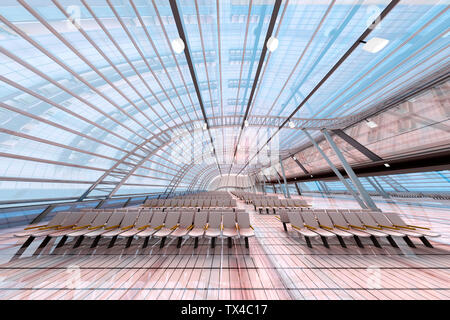 3D Rendered Illustration, Architecture visualization of a airport Stock Photo