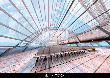 3D Rendered Illustration, Architecture visualization of a airport Stock Photo