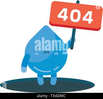 404 error page not found with drop water hand shows from hole a message about Page not found Error 404 isolated in white background Stock Vector