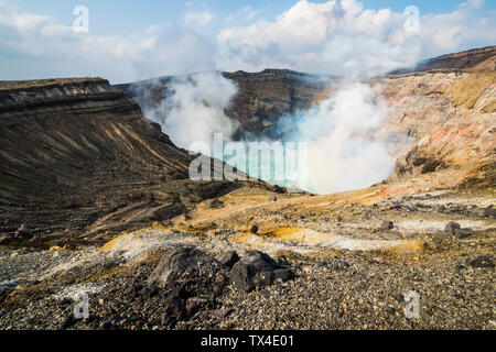 Japan, Kyushu, Mount Aso, Mount Naka, active crater lake Stock Photo