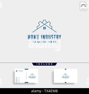 Home city gear logo design factory industry vector icon line Stock Vector
