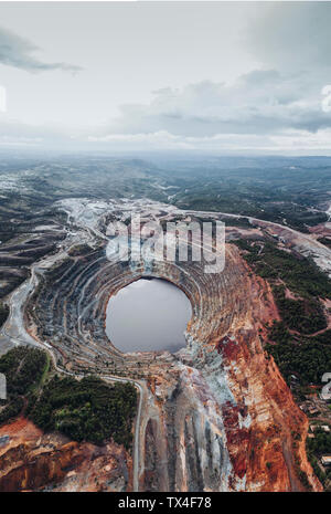 Sulphur and copper sediments in Rio Tinto, aerial view, Huelva, Spain Stock Photo