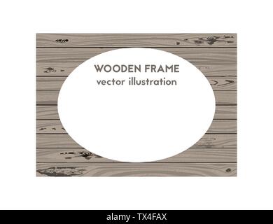 Oval old frame. Vector illustration. Wooden texture Stock Vector