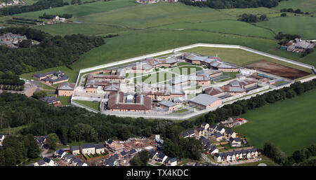 aerial view of HMP Lancaster Farms next to the M6 at Lancaster, UK ...