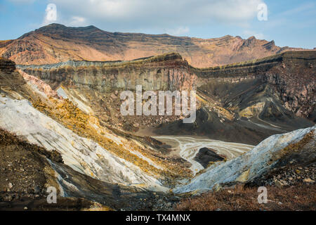 Japan, Kyushu, Mount Aso, Mount Naka, crater rim Stock Photo