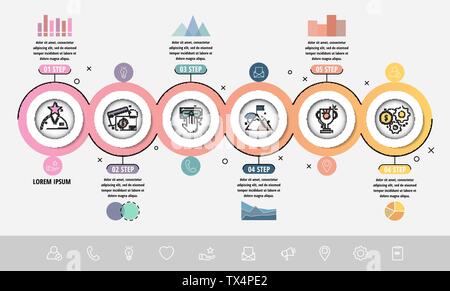 Vector Infographics flat template circles. Can be used for diagram, graph, presentation, business concept options, content, flowchart, timeline, workf Stock Vector