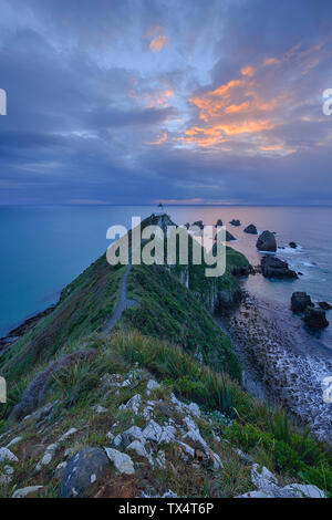 New Zealand, South Island, Southern Scenic Route, Catlins, Nugget Point Lighthouse in the morning Stock Photo