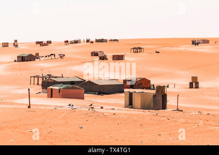 Bedouin tent camp in the desert, Wahiba Sands, Oman Stock Photo