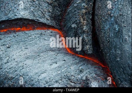 Active lava stream, Tolbachik volcano, Kamchatka, Russia Stock Photo