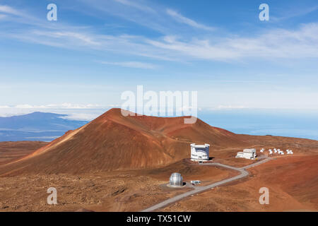 USA, Hawaii, Mauna Kea volcano, telescopes at Mauna Kea Observatories Stock Photo