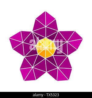 Low poly abstract purple flower shape design. Vector illustration Stock Vector