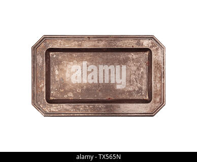 Rectangular vintage plate top view isolated Stock Photo