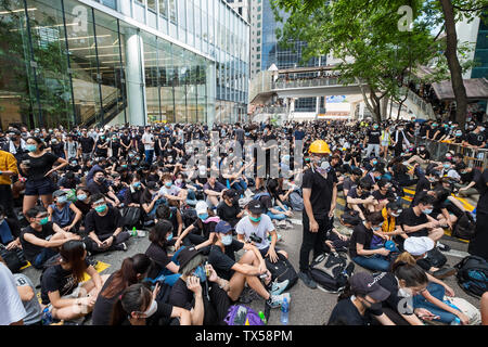 Wanchai, HONG KONG - June 21, 2019: Protest at Wanchai Hong Kong Police ...