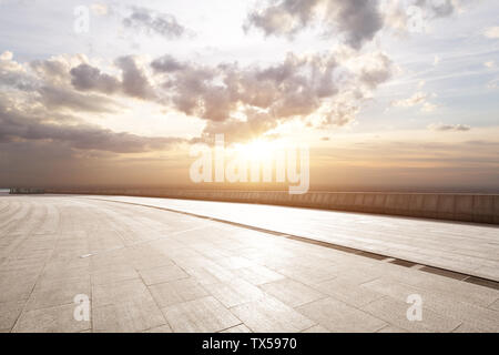 Empty floor with blue cloudsky Stock Photo