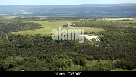 aerial view of the White Horse Kilburn near Thirsk, North Yorkshire Stock Photo