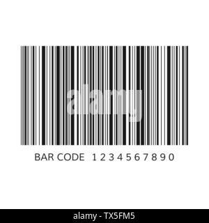 Unique bar code template. Striped identification information about product. Vector illustration isolated on white background Stock Vector