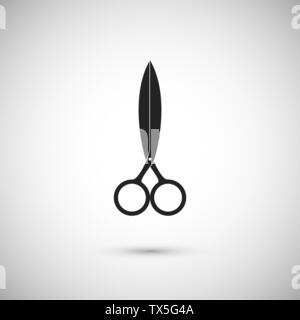 Scissors flat icon. Black web design pictogram. Vector illustration Stock Vector