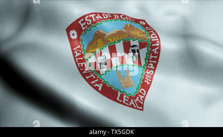 3D Waving Flag of Chihuahua Closeup View Stock Photo