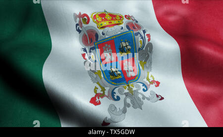 Campeche City Flag Country Mexico Closeup View 3D Rendering Stock Photo