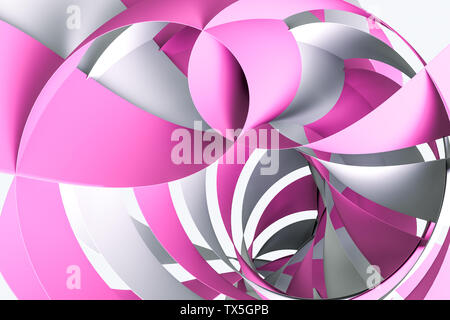 Three-dimensional rendering, pink and white flow background Stock Photo