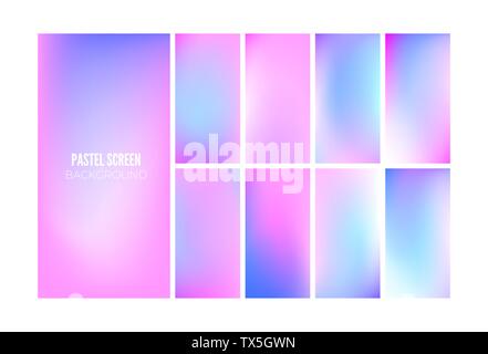 Soft gradient background in hologram colors. Wallpaper design for mobile app. Vector illustration Stock Vector