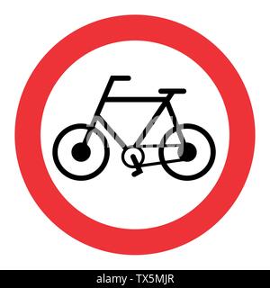 Bicycle traffic sign isolated on white background Stock Vector