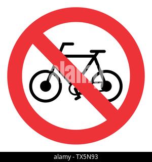 No Bicycle traffic sign isolated on white background Stock Vector