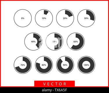 Set pie chart icons. Circle diagram vector. Collection Charts graphs logo template. Flat design. Stock Vector