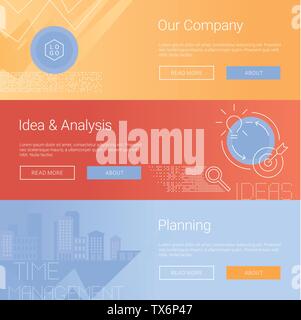 Management. Marketing. Company. Idea. Planning. Startup. Business Backgrounds. Vector Illustration. Banners set. Stock Vector