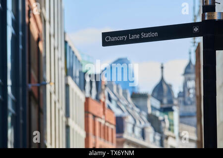 Chancery Lane station London signpost Stock Photo