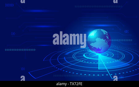 Digital Earth, abstract future circuit board. Globalization, international Internet technology, technical concept. Stock Photo