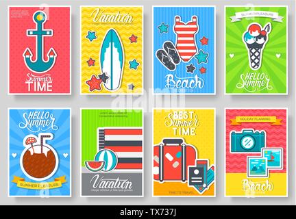 Tour of the world vector brochure cards set. Travel template of flyear, magazines, posters, book cover, banners. Summer vacation trip infographic concept  background. Layout illustrations modern pagesю Stock Vector