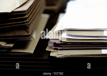 Files and Folders on Desk Work Busy Information working Stock Photo