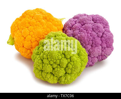 colored cauliflower path isolated on white Stock Photo