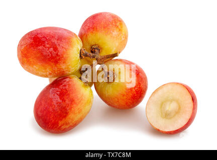 sliced red yellow grapes path isolated on white Stock Photo