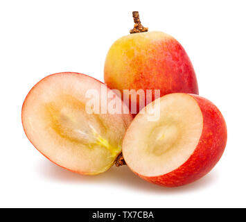 sliced red yellow grapes path isolated on white Stock Photo