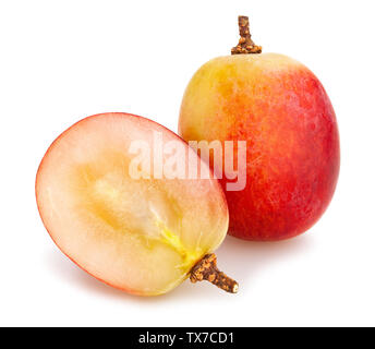 sliced red yellow grapes path isolated on white Stock Photo
