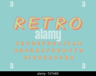 Retro font and alphabet. Stock vector illustration Stock Vector