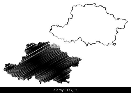 Arad County (Administrative divisions of Romania, Vest development region) map vector illustration, scribble sketch Arad map Stock Vector