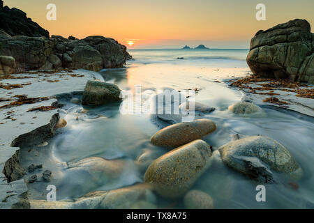 Porth Nanvan Beach, near St Just in Cornwall Stock Photo