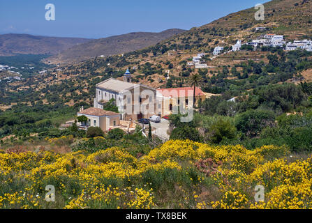 The Jesuit Catholic Monastery in the village of Loutra. Tinos, Greece. Stock Photo