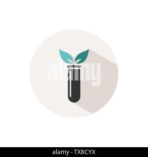 Lab plant color icon with shadow on a beige circle. Pharmacy vector illustration Stock Vector