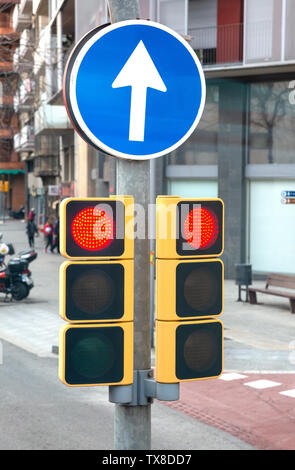 Tram traffic light showing red Stock Photo - Alamy